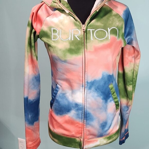 BURTON Full Zip Up Fleece Hoodie Sweatshirt Tie Dye Small         Lot D - Picture 6 of 9